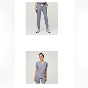 FIGS scrubs, Vapors Blue Space Dye, XS top, Small bottoms